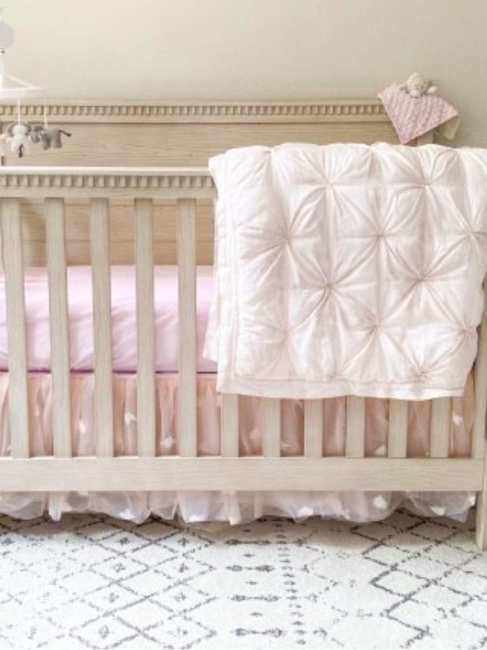 POTTERY BARN KIDS MONIQUE LHUILLIER ETHEREAL TULLE CRIB SKIRT 16" BLUSH PINK NWT